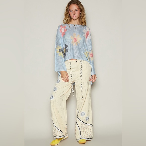 POL Flower Dropped Shoulder Long Sleeve Knit Top 10010026810 - Picture 5 of 5